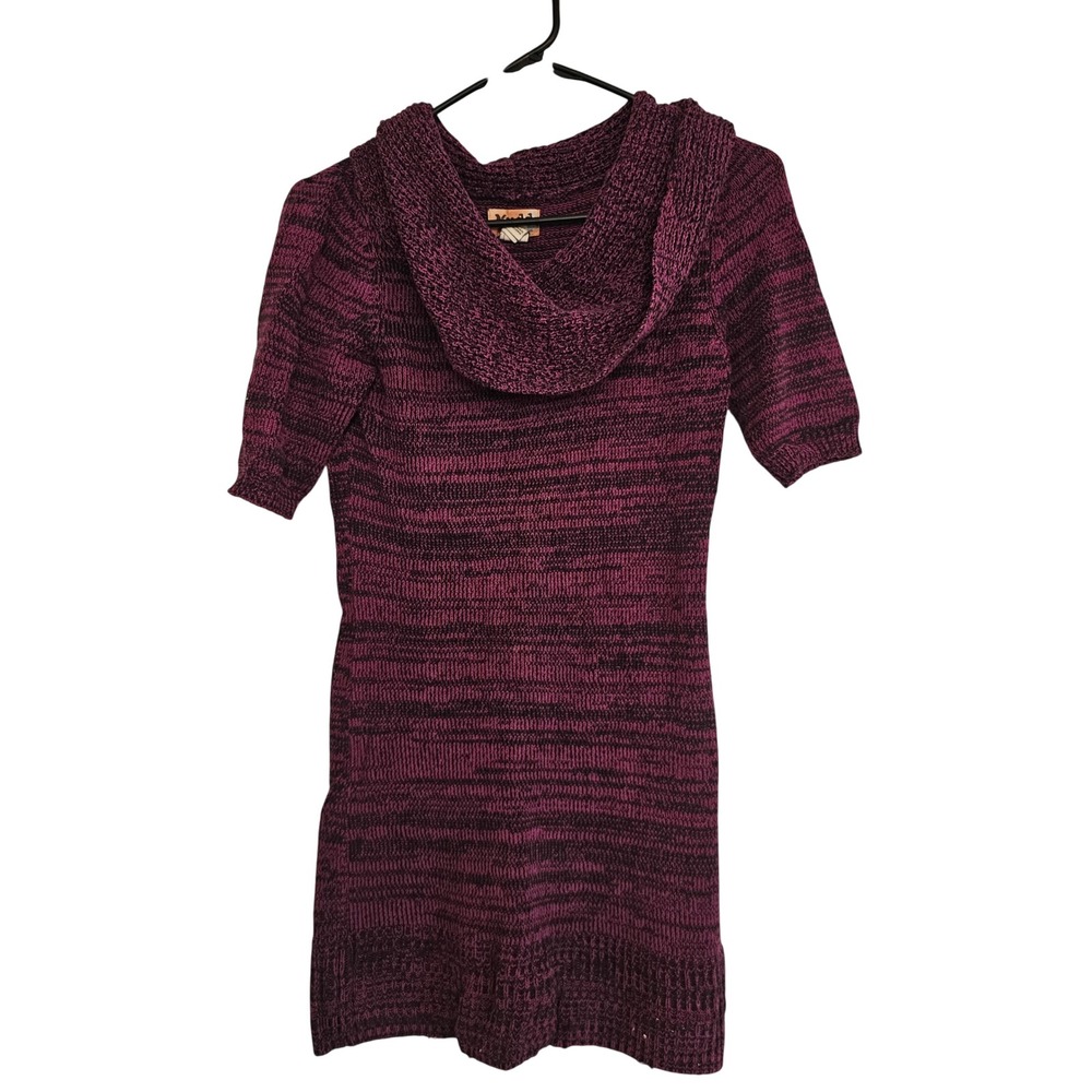 Mudd Striped Cowl Neck‎ Short Sleeve Sweater Dress Burgundy Black Size M